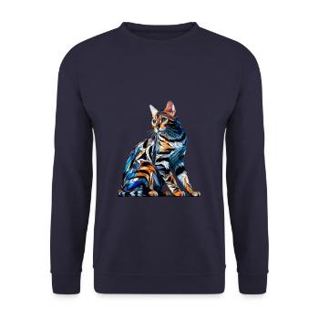 Polygon Art Bengal Cat - Unisex Sweatshirt - navy - Front - Alina (178cm) & Michal (187cm)