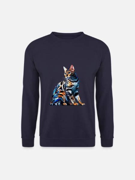 Polygon Art Bengal Cat - Unisex Sweatshirt - navy
