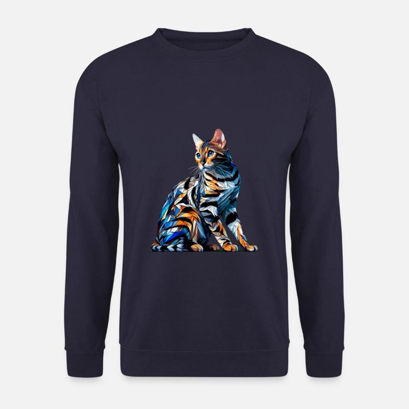 Polygon Art Bengal Cat - Unisex Sweatshirt - navy