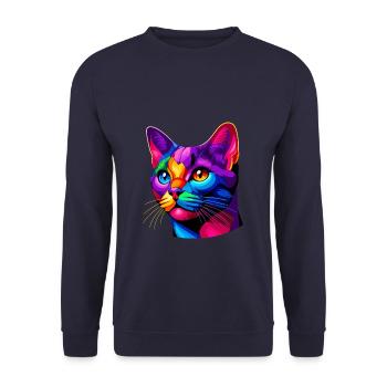 Chat Bombay Pop Art coloré - Sweat-shirt Unisexe - marine - Devant - Alina (178cm) & Michal (187cm)