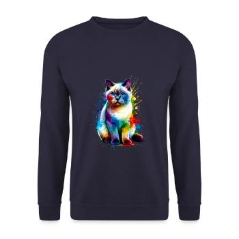 Colorful Splash Art Colorpoint Shorthair - Sweat-shirt Unisexe - marine - Devant - Alina (178cm) & Michal (187cm)