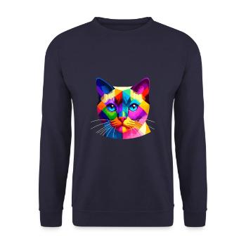 Pop Art coloré Colorpoint Shorthair - Sweat-shirt Unisexe - marine - Devant - Alina (178cm) & Michal (187cm)