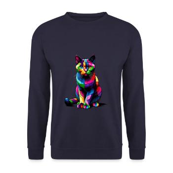 Pop Art coloré Colorpoint Shorthair - Sweat-shirt Unisexe - marine - Devant - Alina (178cm) & Michal (187cm)