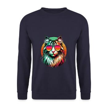 Retro Sunset Sunglasses American Bobtail Bobtails - Unisex Sweatshirt - navy - Front - Alina (178cm) & Michal (187cm)