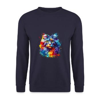 Splash Art coloré American Curl - Sweat-shirt Unisexe - marine - Devant - Alina (178cm) & Michal (187cm)