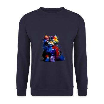 Splash Art coloré American Curl - Sweat-shirt Unisexe - marine - Devant - Alina (178cm) & Michal (187cm)