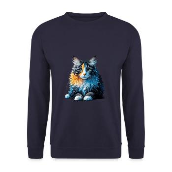 Polygon Art American Curl - Unisex Sweatshirt - navy - Front - Alina (178cm) & Michal (187cm)