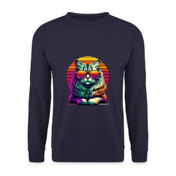Retro Sonnenuntergang Sonnenbrille American Curl - Unisex Pullover - Navy - Vorne - Alina (178cm) & Michal (187cm)