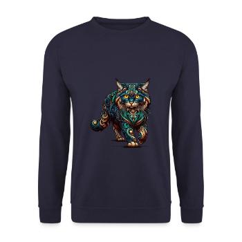 Mandala Art American Curl - Unisex Pullover - Navy - Vorne - Alina (178cm) & Michal (187cm)