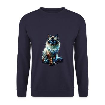 Polygon Art Balinesische Katze Langhaarige Siamkatze - Unisex Pullover - Navy - Vorne - Alina (178cm) & Michal (187cm)