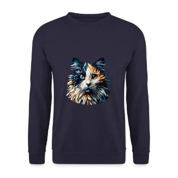 Polygon Art Balinesische Katze Langhaarige Siamkatze - Unisex Pullover - Navy - Vorne - Alina (178cm) & Michal (187cm)