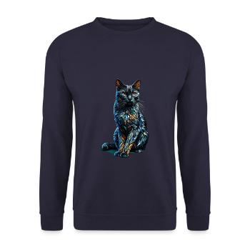 Polygon Art Bombay Cat - Unisex Sweatshirt - navy - Front - Alina (178cm) & Michal (187cm)