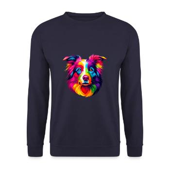Colorful Pop Art Border Collie Border Collies - Unisex Sweatshirt - navy - Front - Alina (178cm) & Michal (187cm)