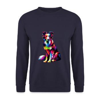 Colorful Pop Art Border Collie Border Collies - Unisex Sweatshirt - navy - Front - Alina (178cm) & Michal (187cm)