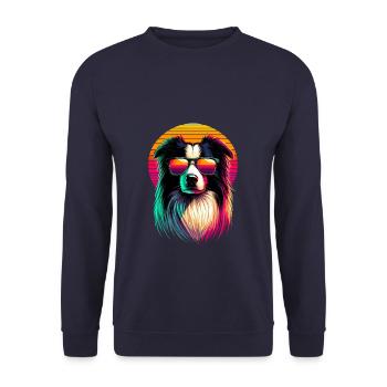Retro Sunset Sunglasses Border Collie Border - Unisex Sweatshirt - navy - Front - Alina (178cm) & Michal (187cm)