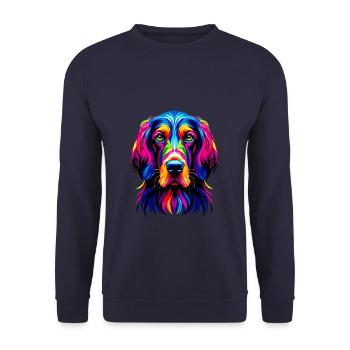 Pop Art coloré Setter anglais Laverack Setter - Sweat-shirt Unisexe - marine - Devant - Alina (178cm) & Michal (187cm)