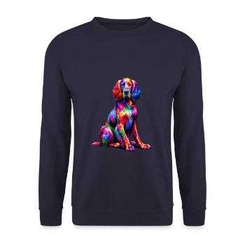Pop Art coloré Setter anglais Laverack Setter - Sweat-shirt Unisexe - marine - Devant - Alina (178cm) & Michal (187cm)