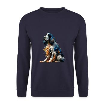 Polygon Art Setter Anglais Setter Laverack - Sweat-shirt Unisexe - marine - Devant - Alina (178cm) & Michal (187cm)