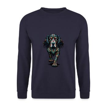 Mandala Art English Setter Laverack Setter - Unisex Sweatshirt - navy - Front - Alina (178cm) & Michal (187cm)