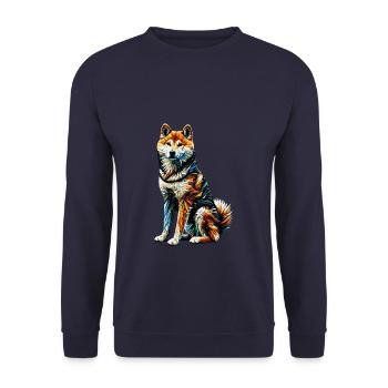 Polygon Art Japanese Shiba Inu - Unisex Sweatshirt - navy - Front - Alina (178cm) & Michal (187cm)