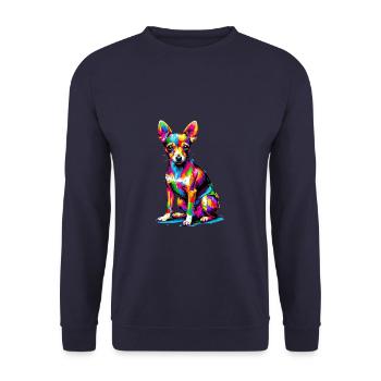 Buntes Pop Art Spielzeug Foxterrier Amerikanisches Spielzeug - Unisex Pullover - Navy - Vorne - Alina (178cm) & Michal (187cm)