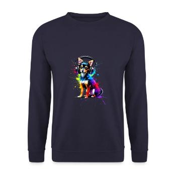 Splash Art Headphones Toy Fox Terrier American Toy - Unisex Sweatshirt - navy - Front - Alina (178cm) & Michal (187cm)