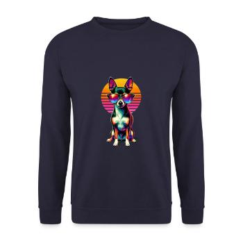 Lunettes de soleil rétro coucher de soleil jouet Fox Terrier Américain - Sweat-shirt Unisexe - marine - Devant - Alina (178cm) & Michal (187cm)