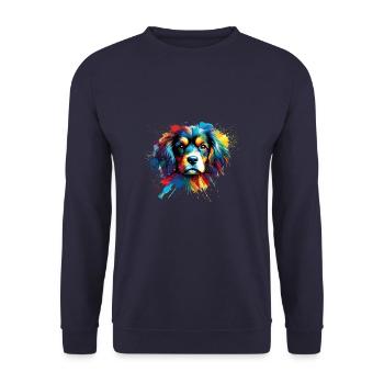 Colorful Splash Art Small Munsterlander - Unisex Sweatshirt - navy - Front - Alina (178cm) & Michal (187cm)