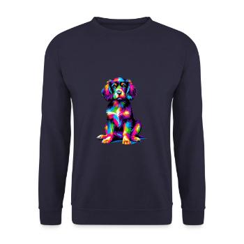 Colorful Pop Art Small Munsterlander - Unisex Sweatshirt - navy - Front - Alina (178cm) & Michal (187cm)