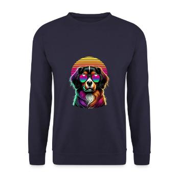 Lunettes de soleil rétro coucher de soleil Petit Münsterländer - Sweat-shirt Unisexe - marine - Devant - Alina (178cm) & Michal (187cm)