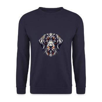 Geometric Art German Wirehaired Pointer - Unisex Sweatshirt - navy - Front - Alina (178cm) & Michal (187cm)