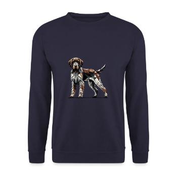 Geometric Art German Wirehaired Pointer - Unisex Sweatshirt - navy - Front - Alina (178cm) & Michal (187cm)