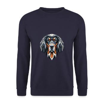 Geometric Art Gordon Setter Setters - Unisex Sweatshirt - navy - Front - Alina (178cm) & Michal (187cm)