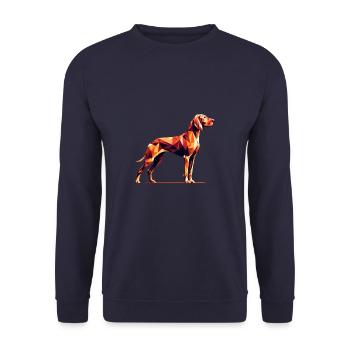Geometric Art Hungarian Vizsla Magyar Vizslas - Unisex Sweatshirt - navy - Front - Alina (178cm) & Michal (187cm)