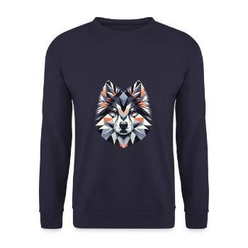 Geometric Art Icelandic Sheepdog - Unisex Sweatshirt - navy - Front - Alina (178cm) & Michal (187cm)
