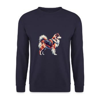Geometric Art Icelandic Sheepdog - Unisex Sweatshirt - navy - Front - Alina (178cm) & Michal (187cm)