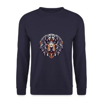 Geometric Art Irish Water Spaniel Spaniels - Unisex Sweatshirt - navy - Front - Alina (178cm) & Michal (187cm)