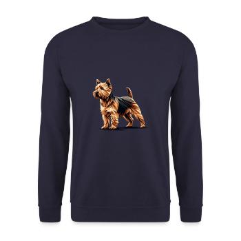 Geometrische Kunst Norfolk Terrier Terrier - Unisex Pullover - Navy - Vorne - Alina (178cm) & Michal (187cm)