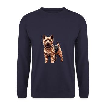 Geometrische Kunst Norfolk Terrier Terrier - Unisex Pullover - Navy - Vorne - Alina (178cm) & Michal (187cm)