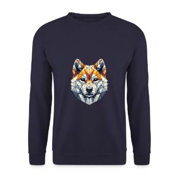 Geometric Art Japanese Shiba Inu - Unisex Sweatshirt - navy - Front - Alina (178cm) & Michal (187cm)