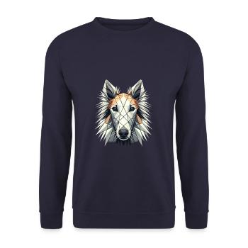 Geometric Art Borzoi Russian Hunting Sighthound - Unisex Sweatshirt - navy - Front - Alina (178cm) & Michal (187cm)