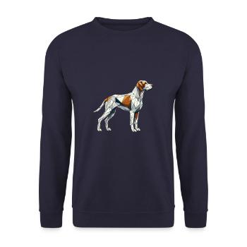 Art géométrique Braque allemand à poil court chien GSP - Sweat-shirt Unisexe - marine - Devant - Alina (178cm) & Michal (187cm)