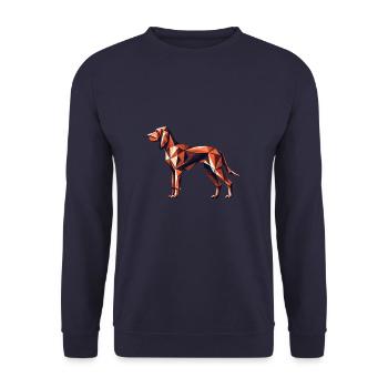 Geometric Art Redbone Coonhound - Unisex Sweatshirt - navy - Front - Alina (178cm) & Michal (187cm)