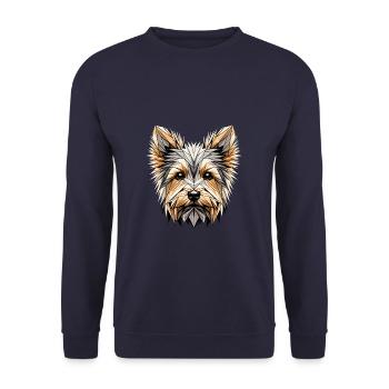 Geometric Art Australian Silky Terrier Sydney - Unisex Sweatshirt - navy - Front - Alina (178cm) & Michal (187cm)