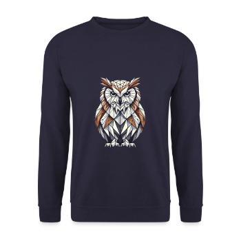 Geometric Art Owl Bird Owlet Owls Lover - Unisex Sweatshirt - navy - Front - Alina (178cm) & Michal (187cm)