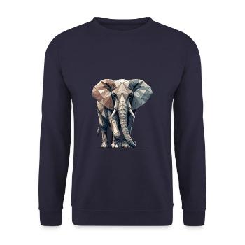 Geometric Art Elephant Elephants Wildlife Safari - Unisex Sweatshirt - navy - Front - Alina (178cm) & Michal (187cm)