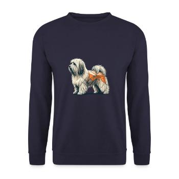 Geometric Art Havanese Havaneses - Unisex Sweatshirt - navy - Front - Alina (178cm) & Michal (187cm)