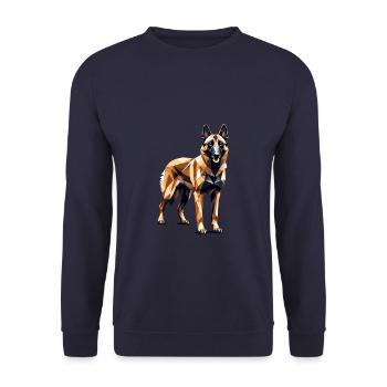 Geometric Art Belgian Malinois Belgian Shepherd - Unisex Sweatshirt - navy - Front - Alina (178cm) & Michal (187cm)