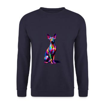 Bunte Pop Art Peruanischer haarloser Hund - Unisex Pullover - Navy - Vorne - Alina (178cm) & Michal (187cm)