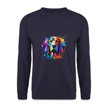 Éclaboussure colorée Art Plott Chien Plott Chien - Sweat-shirt Unisexe - marine - Devant - Alina (178cm) & Michal (187cm)